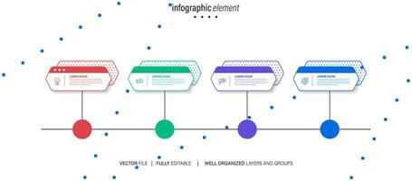 Four step arrow template for presentation. 4 steps options, elements, infographic. vector