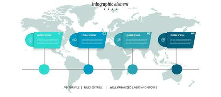 Four step arrow template for presentation. 4 steps options, elements, infographic. vector