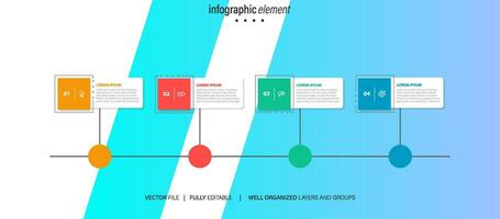 Line step infographic. 4 options workflow diagram, number infograph, process steps chart with line icons. Information vector concept. Illustration of step information chart and infographic