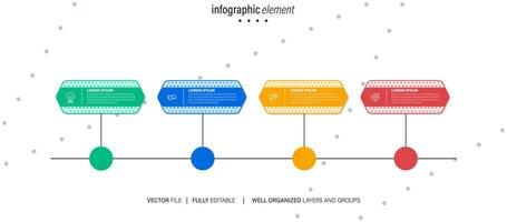 Four step arrow template for presentation. 4 steps options, elements, infographic. vector