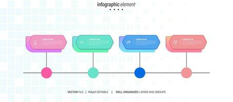 Line step infographic. 4 options workflow diagram, number infograph, process steps chart with line icons. Information vector concept. Illustration of step information chart and infographic