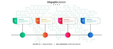 Line step infographic. 4 options workflow diagram, number infograph, process steps chart with line icons. Information vector concept. Illustration of step information chart and infographic