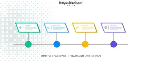 4 4 elementos esquema, diagrama. cuatro conectado rondas infografía modelo. vector