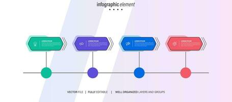 Mind map infographic template or element as a vector with 4 step, process, option, colorful label, icons, semicircular, circular, branch arrow, for sale slide or presentation, minimal, modern style