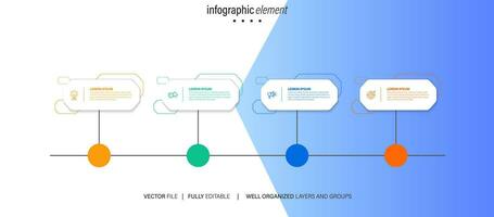 4 4 elementos esquema, diagrama. cuatro conectado rondas infografía modelo. vector