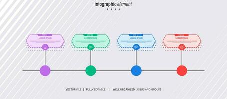 Line step infographic. 4 options workflow diagram, number infograph, process steps chart with line icons. Information vector concept. Illustration of step information chart and infographic