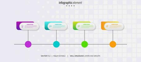 Line step infographic. 4 options workflow diagram, number infograph, process steps chart with line icons. Information vector concept. Illustration of step information chart and infographic