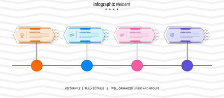 Line step infographic. 4 options workflow diagram, number infograph, process steps chart with line icons. Information vector concept. Illustration of step information chart and infographic