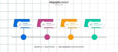 Line step infographic. 4 options workflow diagram, number infograph, process steps chart with line icons. Information vector concept. Illustration of step information chart and infographic