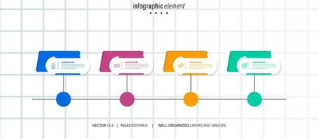 línea paso infografía. 4 4 opciones flujo de trabajo diagrama, número infografía, proceso pasos gráfico con línea iconos información vector concepto. ilustración de paso información gráfico y infografía