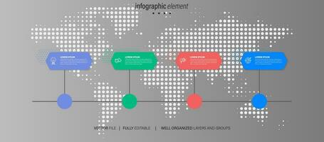 plantilla de diseño infográfico empresarial con 4 opciones, pasos o procesos. se puede utilizar para diseño de flujo de trabajo, diagrama, informe anual, diseño web vector