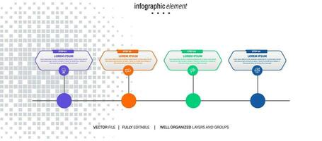 Business infographic design template with 4 options, steps or processes. Can be used for workflow layout, diagram, annual report, web design vector