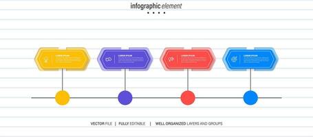 Business infographic design template with 4 options, steps or processes. Can be used for workflow layout, diagram, annual report, web design vector