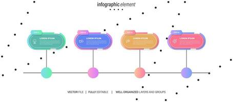 plantilla de diseño infográfico empresarial con 4 opciones, pasos o procesos. se puede utilizar para diseño de flujo de trabajo, diagrama, informe anual, diseño web vector