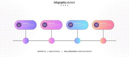 infographic template 4 step business planning to success multi colored rectagles with icon. template background design for marketing, finance, product. vector