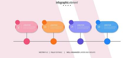 4 elements scheme, diagram. Four connected rounds. Infographic template. vector