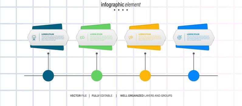 Timeline infographic design element and number options. Business concept with 4 steps. Can be used for workflow layout, diagram, annual report, web design. Vector business template for presentation.