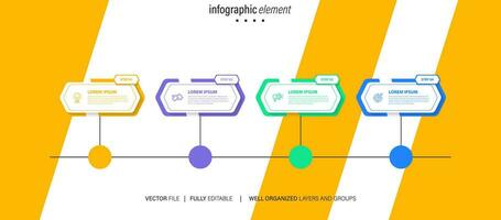 infographic template 4 step business planning to success multi colored rectagles with icon. template background design for marketing, finance, product. vector