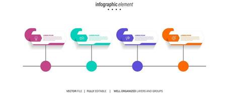 4 elements scheme, diagram. Four connected rounds. Infographic template. vector