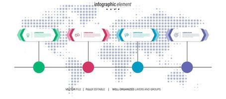 infographic template 4 step business planning to success multi colored rectagles with icon. template background design for marketing, finance, product. vector