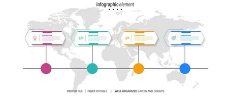 4 elements scheme, diagram. Four connected rounds. Infographic template. vector