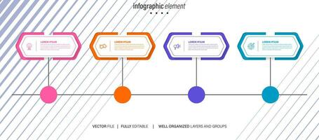 iconos de infografía de línea de tiempo de mapa de ruta de negocios diseñados para plantilla de fondo abstracto elemento de hito diagrama moderno tecnología de proceso marketing digital presentación de datos gráfico ilustración vectorial vector