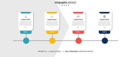 iconos de infografía de línea de tiempo de mapa de ruta de negocios diseñados para plantilla de fondo abstracto elemento de hito diagrama moderno tecnología de proceso marketing digital presentación de datos gráfico ilustración vectorial vector