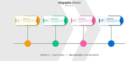 Line step infographic. 4 options workflow diagram, number infograph, process steps chart with line icons. Information vector concept. Illustration of step information chart and infographic