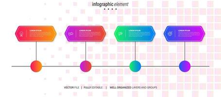 Line step infographic. 4 options workflow diagram, number infograph, process steps chart with line icons. Information vector concept. Illustration of step information chart and infographic