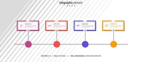 plantilla de diseño infográfico empresarial con 4 opciones, pasos o procesos. se puede utilizar para diseño de flujo de trabajo, diagrama, informe anual, diseño web vector