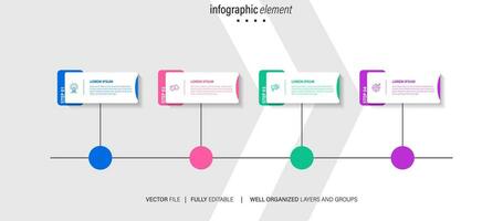 Vector infographics timeline design template with 3D paper label, integrated circles background. Timeline infographic design vector and marketing icons.