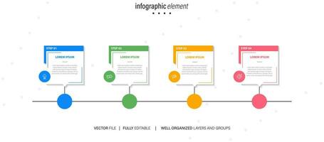 Vector Infographic arrow design with 4 options or steps. Infographics for business concept. Can be used for presentations banner, workflow layout, process diagram, flow chart, info graph