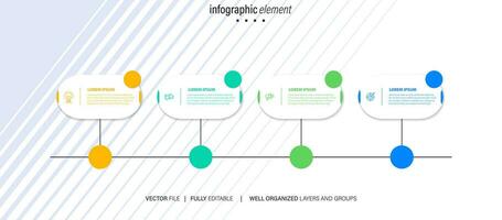 Line step infographic. 4 options workflow diagram, number infograph, process steps chart with line icons. Information vector concept. Illustration of step information chart and infographic