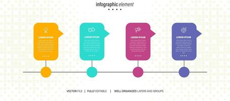 Vector Infographic 3d long circle label, infographic with number 4 options processes.