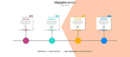 Thin line infographic scheme with 4 options. Vector template for