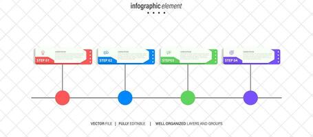 Delgado línea infografía esquema con 4 4 opciones vector modelo para