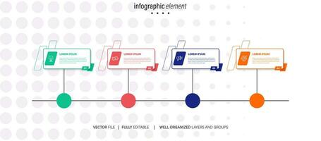 Line step infographic. 4 options workflow diagram, circle timeline number infograph, process steps chart. Linear vector infographics. Process order infographic arrow and steps point illustration