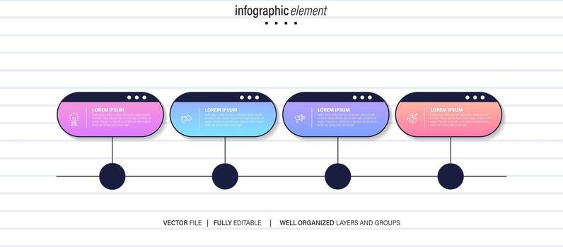 diseño infográfico de línea de tiempo con círculo para plantilla de negocio. vector 4 pasos.