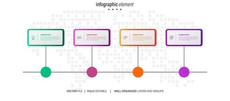 Vector infographic template with 3D paper label, integrated circles. Business concept with 4 options. For content, diagram, flowchart, steps, parts, timeline infographics, workflow, chart.