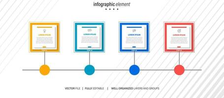 plantilla infográfica vectorial con etiqueta de papel 3d, círculos integrados. concepto de negocio con 4 opciones. para contenido, diagrama, diagrama de flujo, pasos, partes, infografías de línea de tiempo, flujo de trabajo, gráfico. vector