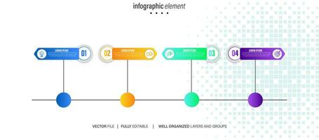 Line step infographic. 4 options workflow diagram, circle timeline number infograph, process steps chart. Linear vector infographics. Process order infographic arrow and steps point illustration