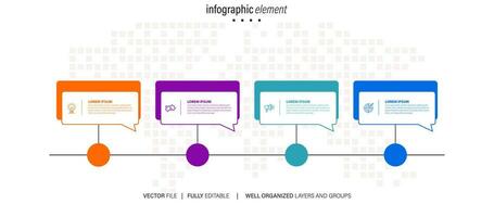 Business process infographic template. Thin line design with numbers 4 options or steps. Vector illustration graphic design