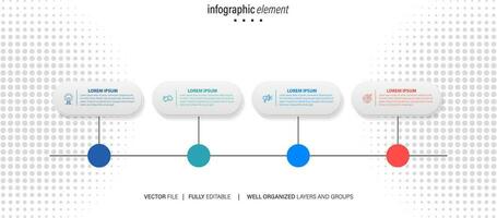 Vector infographic template with 3D paper label, integrated circles. Business concept with 4 options. For content, diagram, flowchart, steps, parts, timeline infographics, workflow, chart.