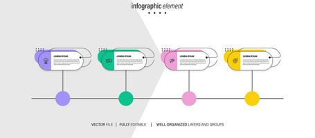 Collection of vector circle chart infographic templates for presentations, advertising, layouts, annual reports. 4 options, steps, parts.