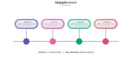 Concept of business model with 4 successive steps. Four colourful graphic elements. Timeline design for brochure, presentation. Infographic design layout vector