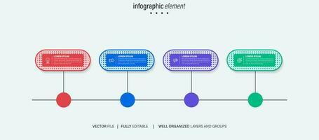 plantilla infográfica vectorial con etiqueta de papel 3d, círculos integrados. concepto de negocio con 4 opciones. para contenido, diagrama, diagrama de flujo, pasos, partes, infografías de línea de tiempo, flujo de trabajo, gráfico. vector