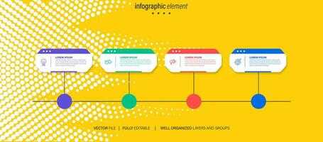 Business infographic element with 4 options, steps, number vector template design