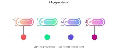 concepto de negocio modelo con 4 4 sucesivo pasos. cuatro vistoso gráfico elementos. cronograma diseño para folleto, presentación. infografía diseño diseño vector