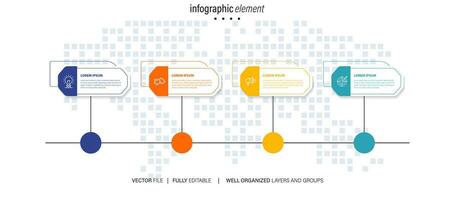 Modern infographic template with 4 steps. Business circle template with options for brochure, diagram, workflow, timeline, web design. Vector EPS 10