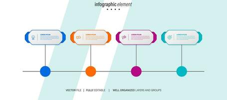 concepto de negocio modelo con 4 4 sucesivo pasos. cuatro vistoso gráfico elementos. cronograma diseño para folleto, presentación. infografía diseño diseño vector